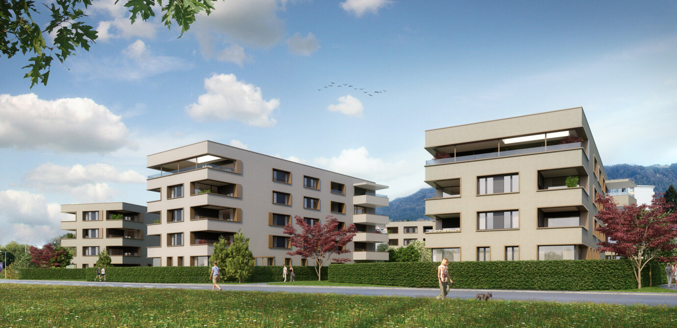 Wohnraum für Lochau: Direkt am See entstehen 135 Wohnungen in sieben unterschiedlich hohen Gebäudekörpern.